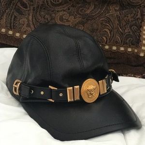 Versace Collection Leather Baseball Hat